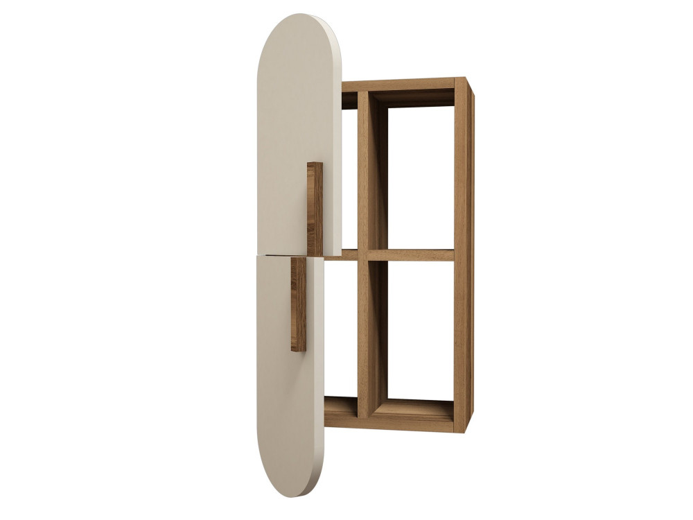 Estantería de pared de madera "Rosa" - 35 x 22 x 60 cm - Nogal crema