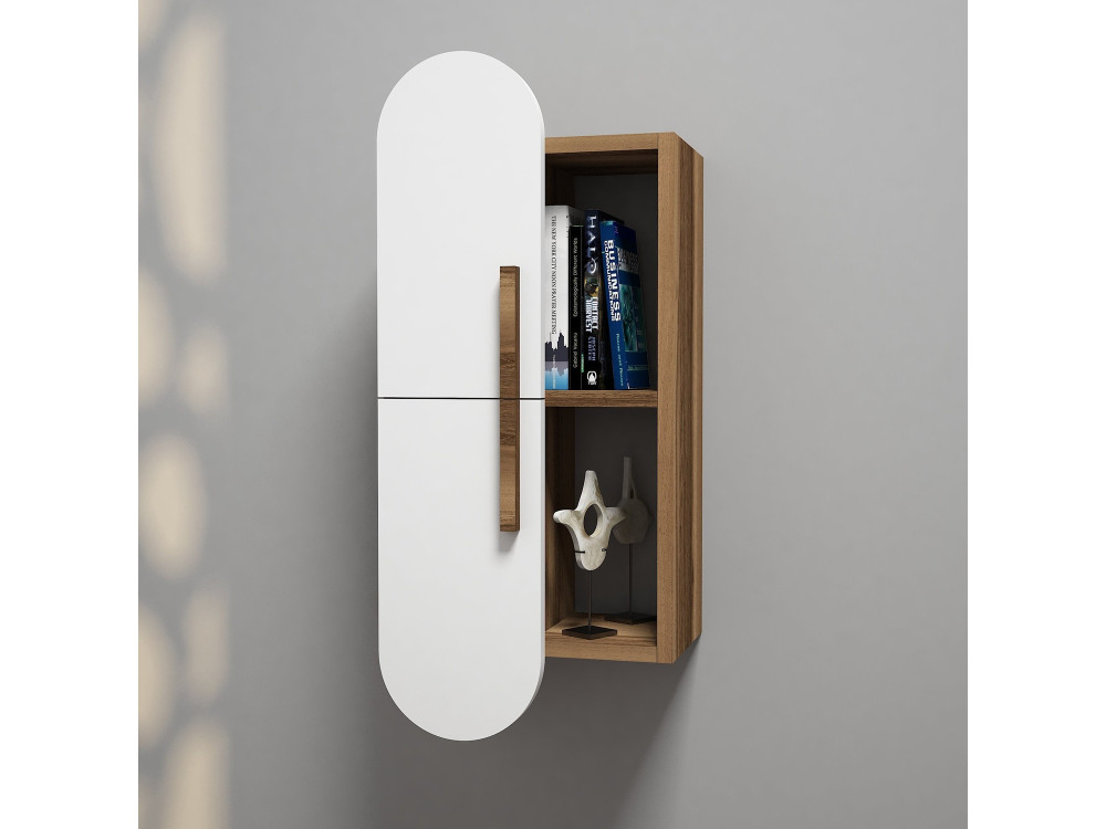Estantería de pared de madera "Rosa" - 35 x 22 x 60 cm - NogalBlanco