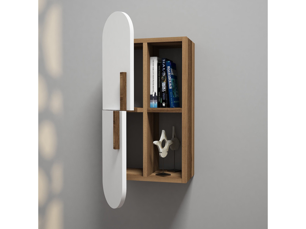 Estantería de pared de madera "Rosa" - 35 x 22 x 60 cm - NogalBlanco