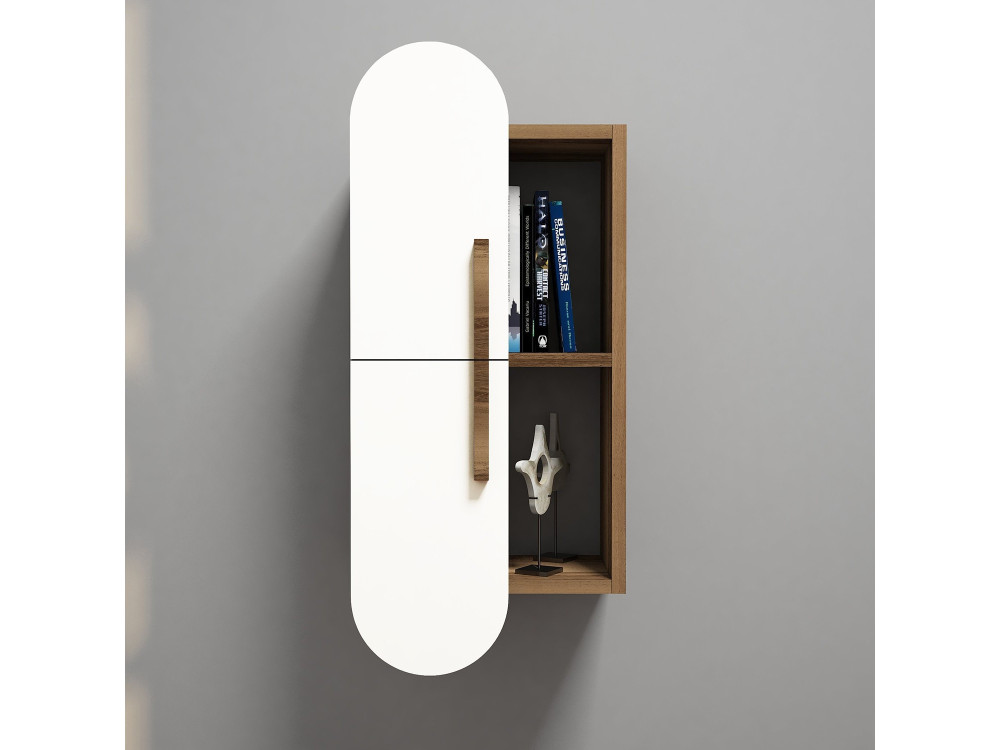 Estantería de pared de madera "Rosa" - 35 x 22 x 60 cm - NogalBlanco