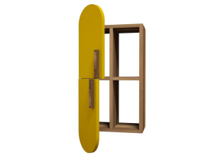 Estantería de pared de madera "Rosa" - 35 x 22 x 60 cm - NogalAmarillo