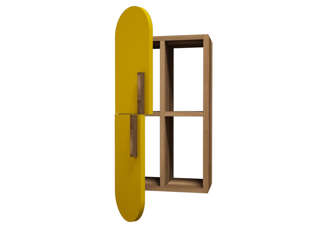Estantería de pared de madera "Rosa" - 35 x 22 x 60 cm - NogalAmarillo