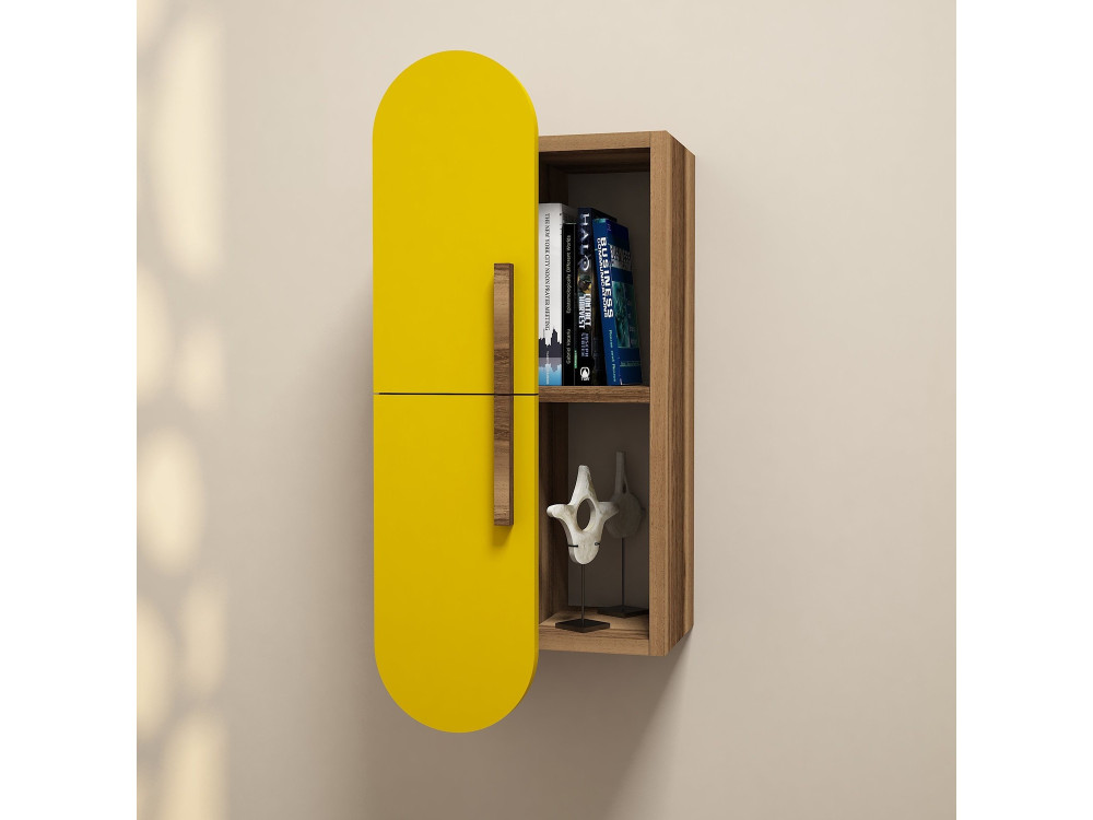 Estantería de pared de madera "Rosa" - 35 x 22 x 60 cm - NogalAmarillo