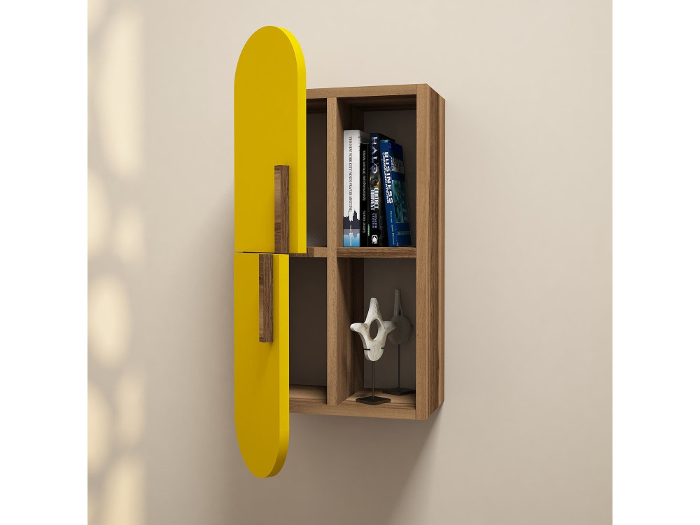 Estantería de pared de madera "Rosa" - 35 x 22 x 60 cm - NogalAmarillo