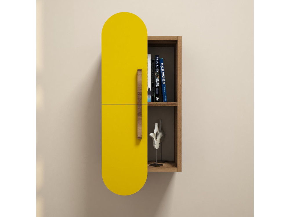 Estantería de pared de madera "Rosa" - 35 x 22 x 60 cm - NogalAmarillo