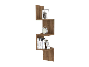 Estantería de pared de madera "Zikzak" - 25 x 25 x 105 cm - Nogal