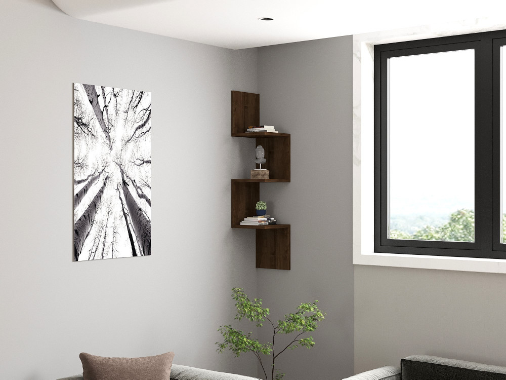 Estantería de pared de madera "Zikzak" - 25 x 25 x 105 cm - Nogal
