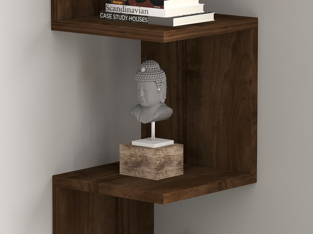 Estantería de pared de madera "Zikzak" - 25 x 25 x 105 cm - Nogal