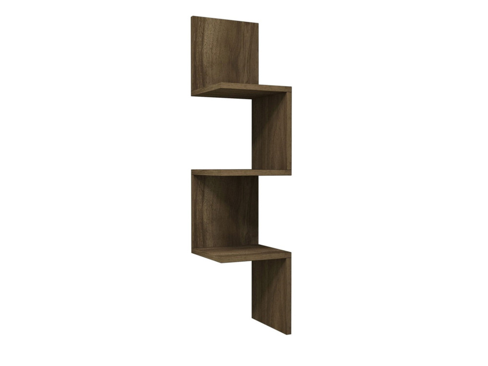 Estantería de pared de madera "Zikzak" - 25 x 25 x 105 cm - Nogal