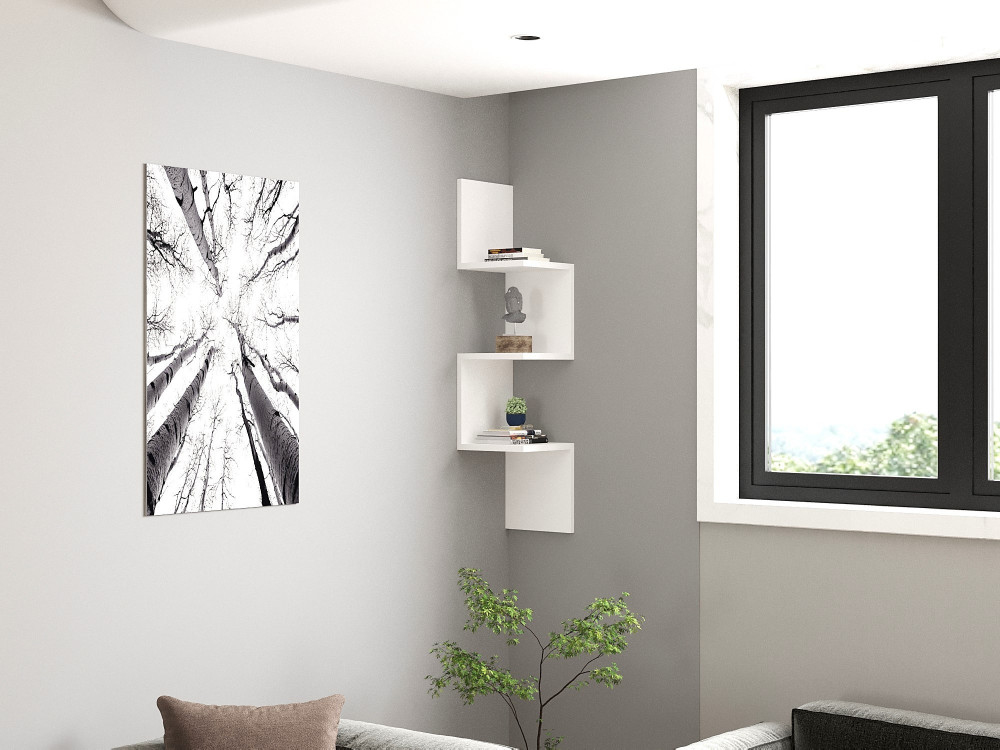 Estantería de pared de madera "Zikzak" - 25 x 25 x 105 cm - Blanco