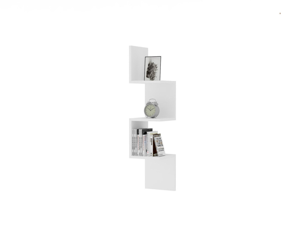 Estantería de pared de madera "Zikzak" - 25 x 25 x 105 cm - Blanco