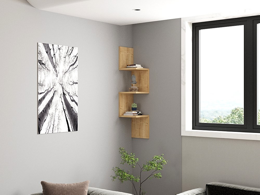 Estantería de pared de madera "Zikzak" - 25 x 25 x 105 cm - Saphir