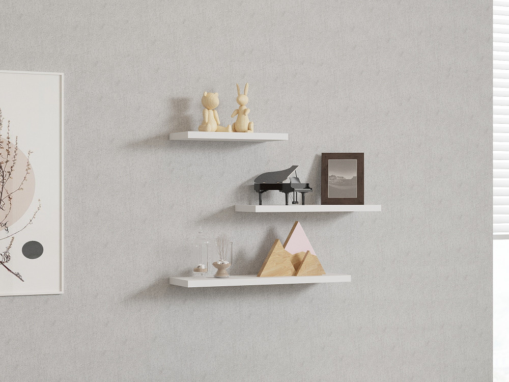 Estante de pared de madera "Leila" - 50 x 14 x 2 cm - Blanco