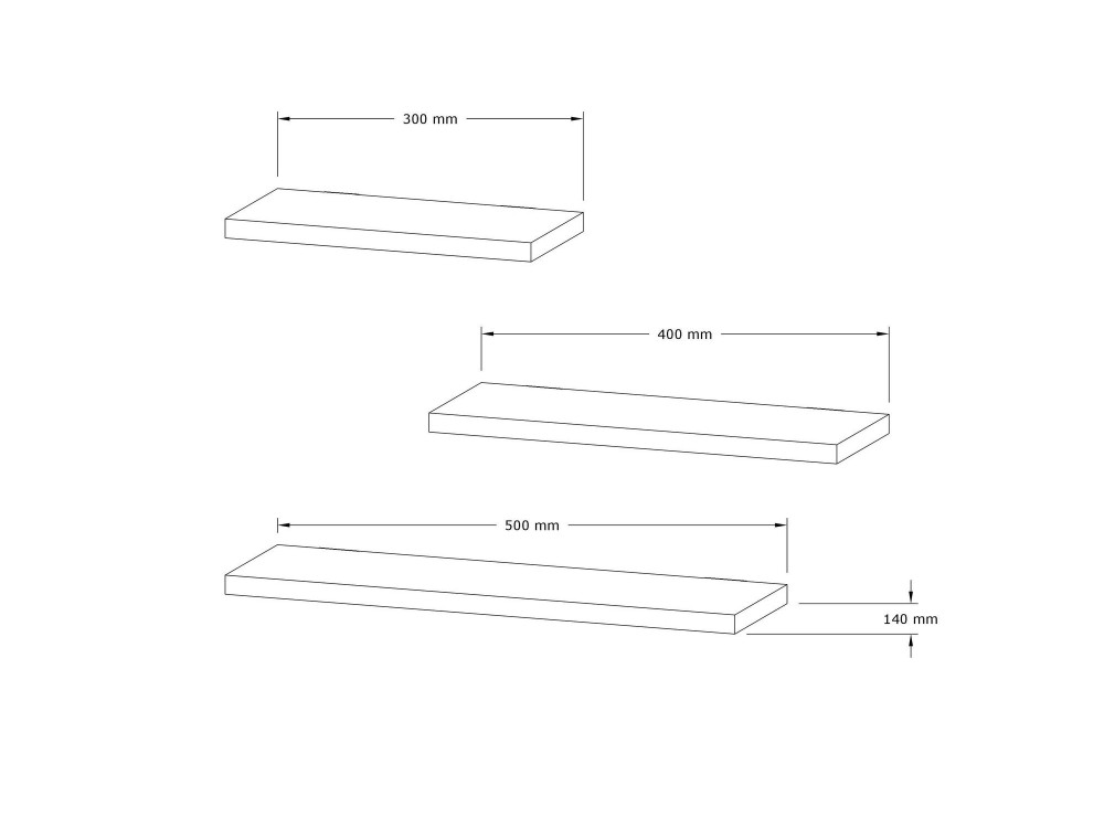 Estante de pared de madera "Leila" - 50 x 14 x 2 cm - Blanco