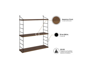 Estantería de pared de madera "Armoni" - 72 x 20 x 85 cm - Nogal