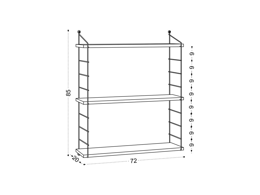 Estantería de pared de madera "Armoni" - 72 x 20 x 85 cm - Blanco