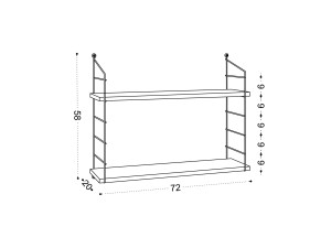 Estantería de pared de madera "Armoni" - 72 x 20 x 58 cm - Blanco