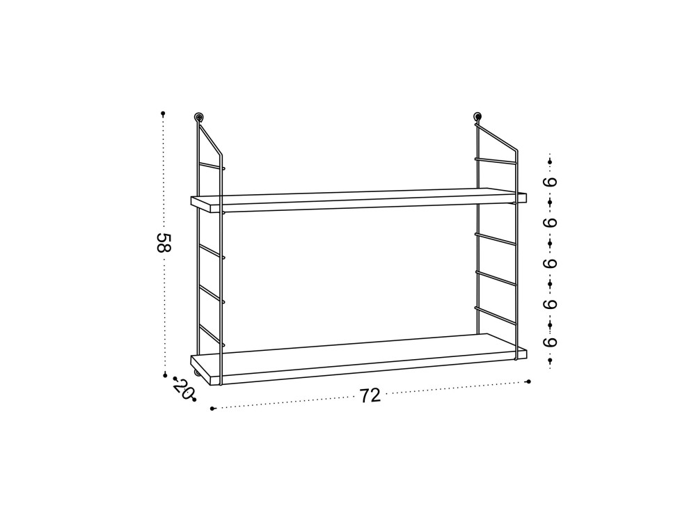 Estantería de pared de madera "Armoni" - 72 x 20 x 58 cm - Blanco