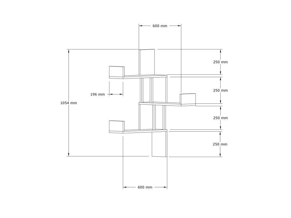 Estantería de pared de madera "Bombe" - 60 x 20 x 105 cm - Blanco