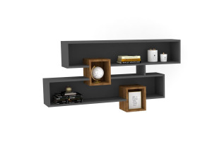 Estantería de pared de madera "Karen" - 120 x 22 x 75 cm - NogalAntracita