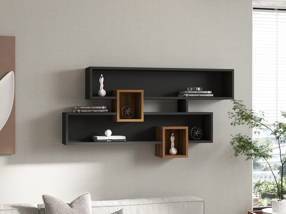 Estantería de pared de madera "Karen" - 120 x 22 x 75 cm - NogalAntracita