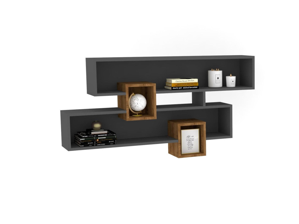Estantería de pared de madera "Karen" - 120 x 22 x 75 cm - NogalAntracita