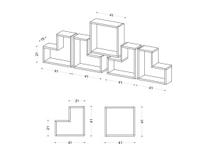 Estantería de pared de madera "Elitra" - 180 x 15 x 59 cm - Blanco