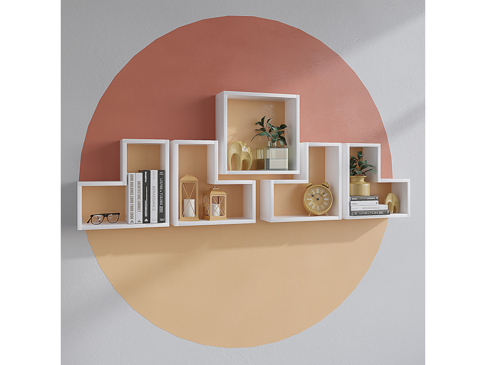 Estantería de pared de madera "Elitra" - 180 x 15 x 59 cm - Blanco