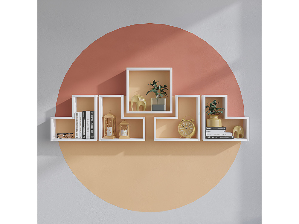 Estantería de pared de madera "Elitra" - 180 x 15 x 59 cm - Blanco