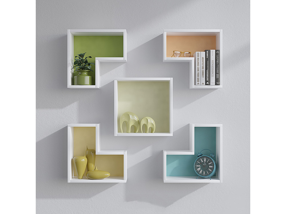 Estantería de pared de madera "Elitra" - 180 x 15 x 59 cm - Blanco