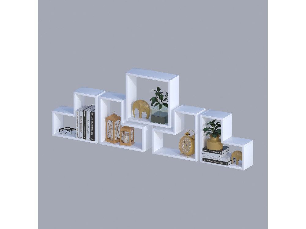 Estantería de pared de madera "Elitra" - 180 x 15 x 59 cm - Blanco