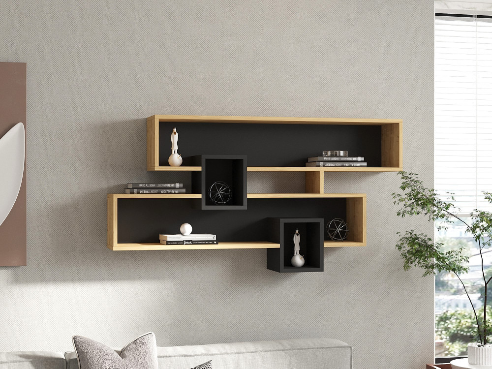 Estantería de pared de madera "Karen" - 120 x 22 x 72 cm - SaphirAntracita