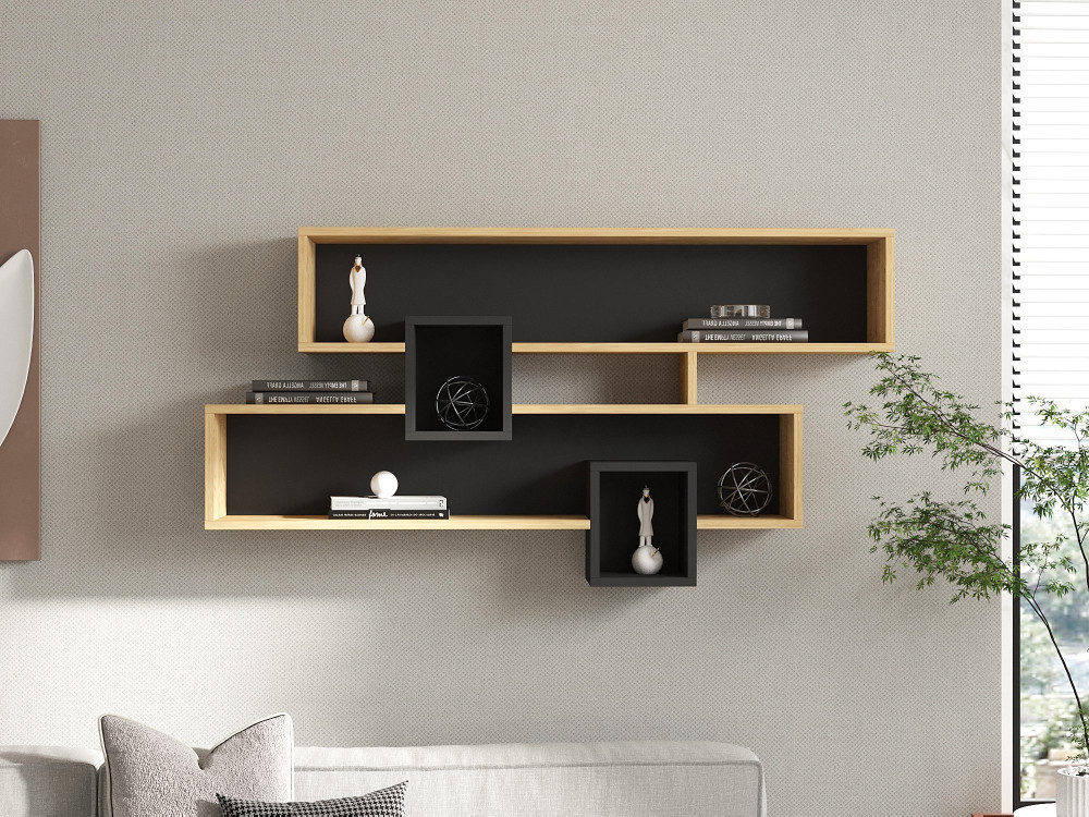 Estantería de pared de madera "Karen" - 120 x 22 x 72 cm - SaphirAntracita
