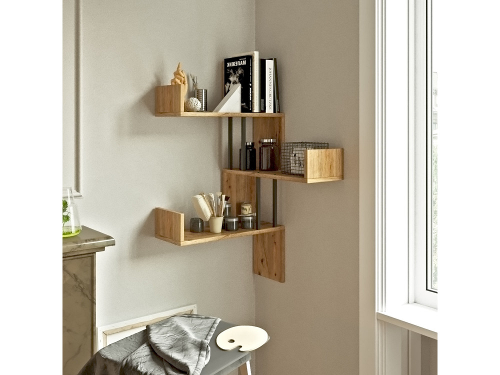 Estantería de pared de madera "VG17" - 60 x 60 x 109 cm - pino atlántico
