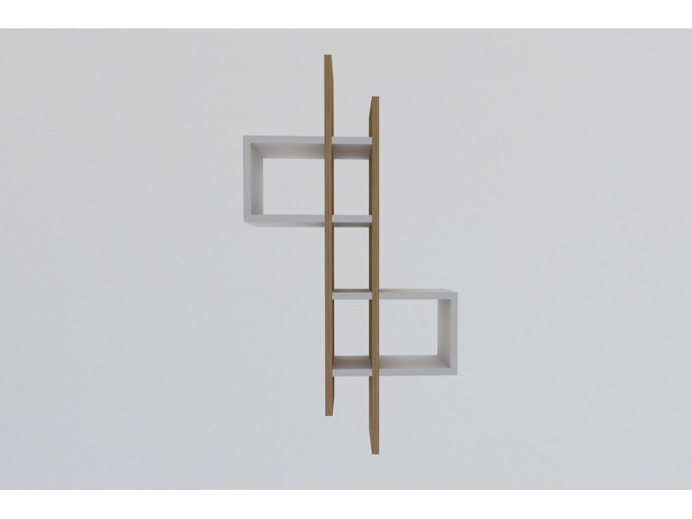 Estantería de pared de madera "Emse" - 53 x 19 x 108 cm - Roble blanco zafiro