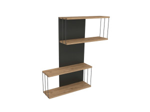 Estantería de pared de madera "Destan" - 65 x 19 x 96 cm - Marrón