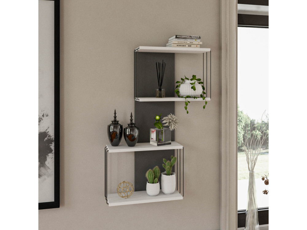 Estantería mural de madera "Destan" - 65 x 19 x 96 cm - Blanco