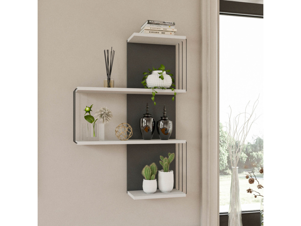 Estantería de pared de madera "Cambel" - 64 x 19 x 96 cm - Blanco