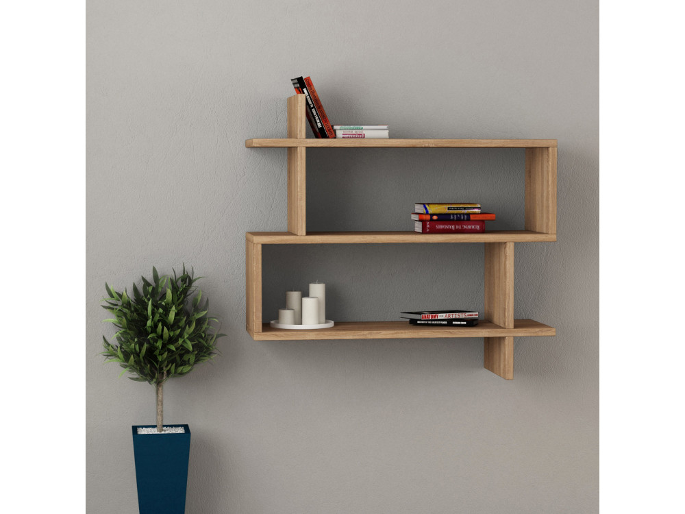Estantería de pared de madera "Paralel" - 70 x 22 x 65 cm - Marrón
