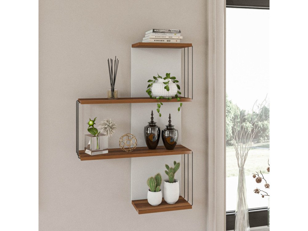 Estantería de pared de madera "Cambel" - 64 x 19 x 96 cm - Marrón