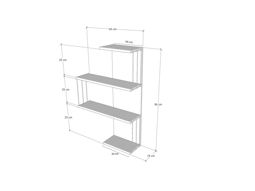 Estantería de pared de madera "Cambel" - 64 x 19 x 96 cm - Marrón