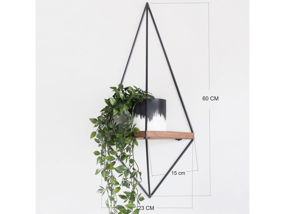 Estantería de pared geométrica de madera "WR039" - 23 x 15 x 60 cm - Marrón