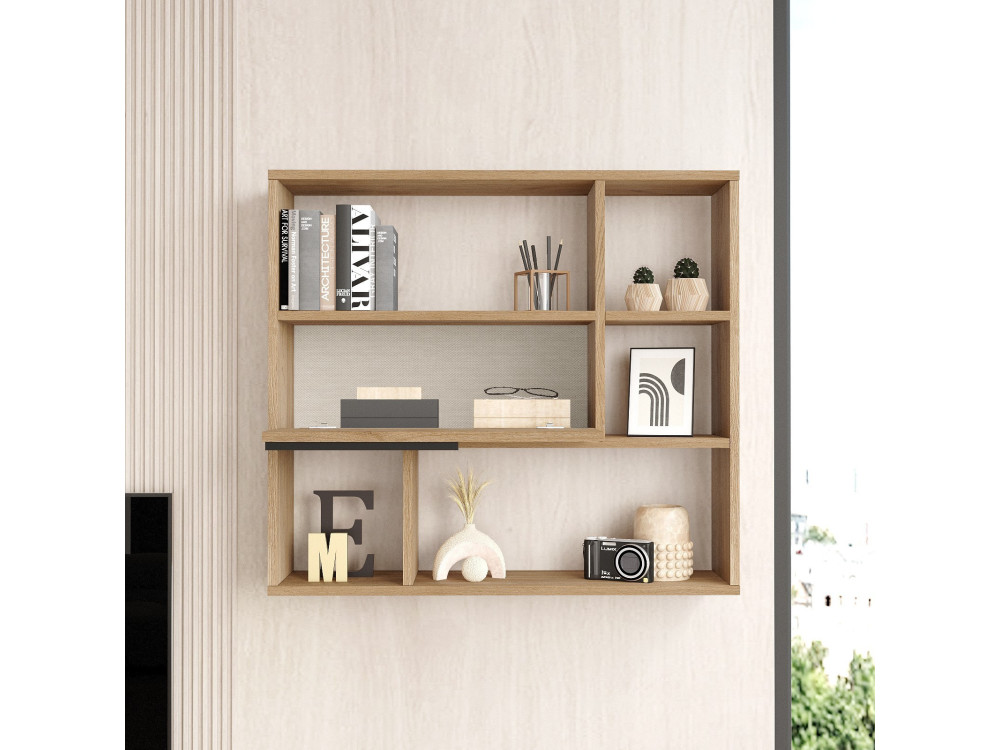 Estantería de pared de madera "Calvin" - 90 x 22 x 81 cm - Marrón