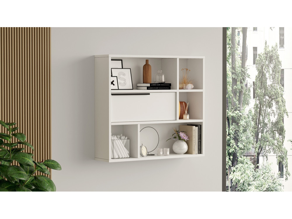 Estante de pared de madera "Calvin" - 90 x 22 x 81 cm - Blanco