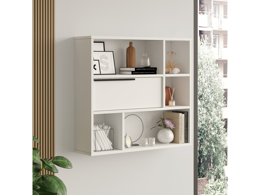 Estante de pared de madera "Calvin" - 90 x 22 x 81 cm - Blanco