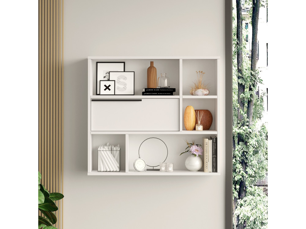 Estante de pared de madera "Calvin" - 90 x 22 x 81 cm - Blanco