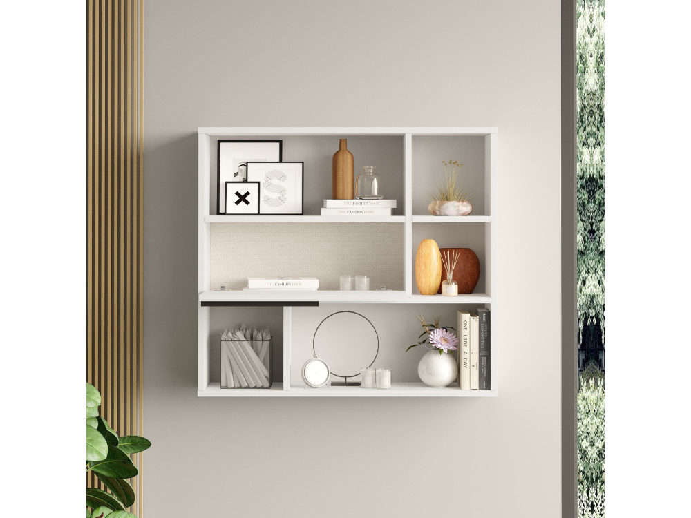Estante de pared de madera "Calvin" - 90 x 22 x 81 cm - Blanco