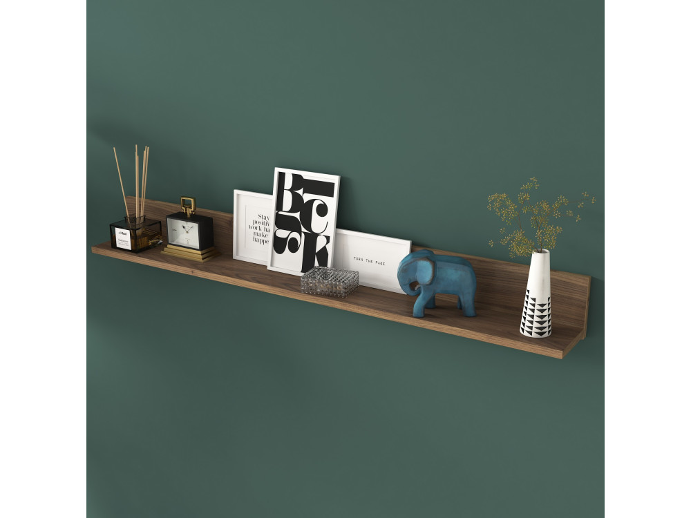Estantería de pared de madera "Eno" - 135 x 13 x 15 cm - Marrón