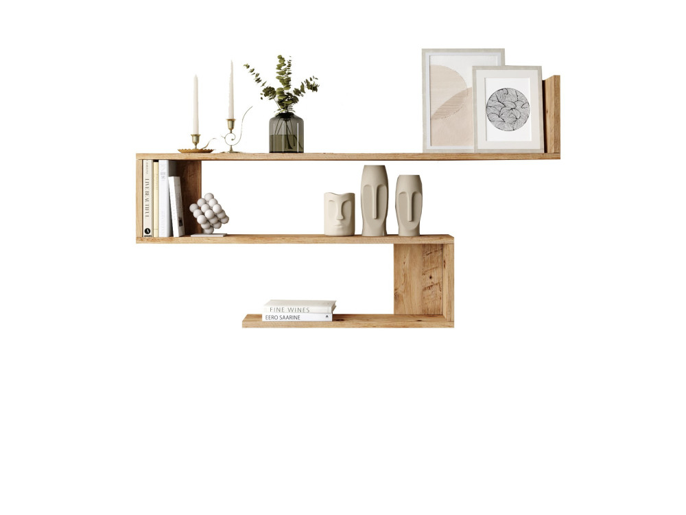 Estantería de pared de madera "Wlad" - 120 x 14 x 71 cm - Marrón