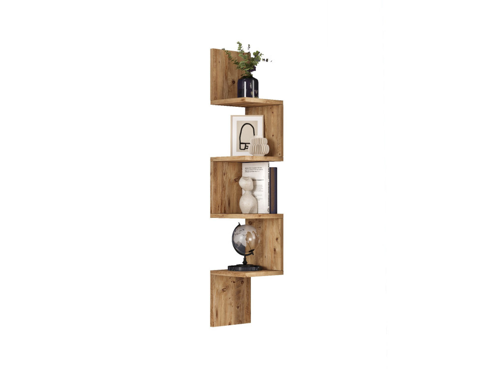 Estantería de pared de madera "Lula" - 22 x 22 x 117 cm - Marrón